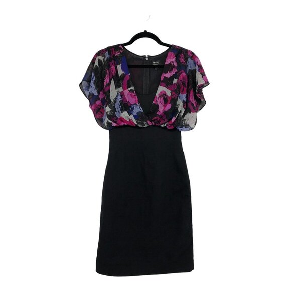 Nicole by Nicole Miller Black & Fuchsia Floral Mini Dress size 6 - Picture 15 of 15